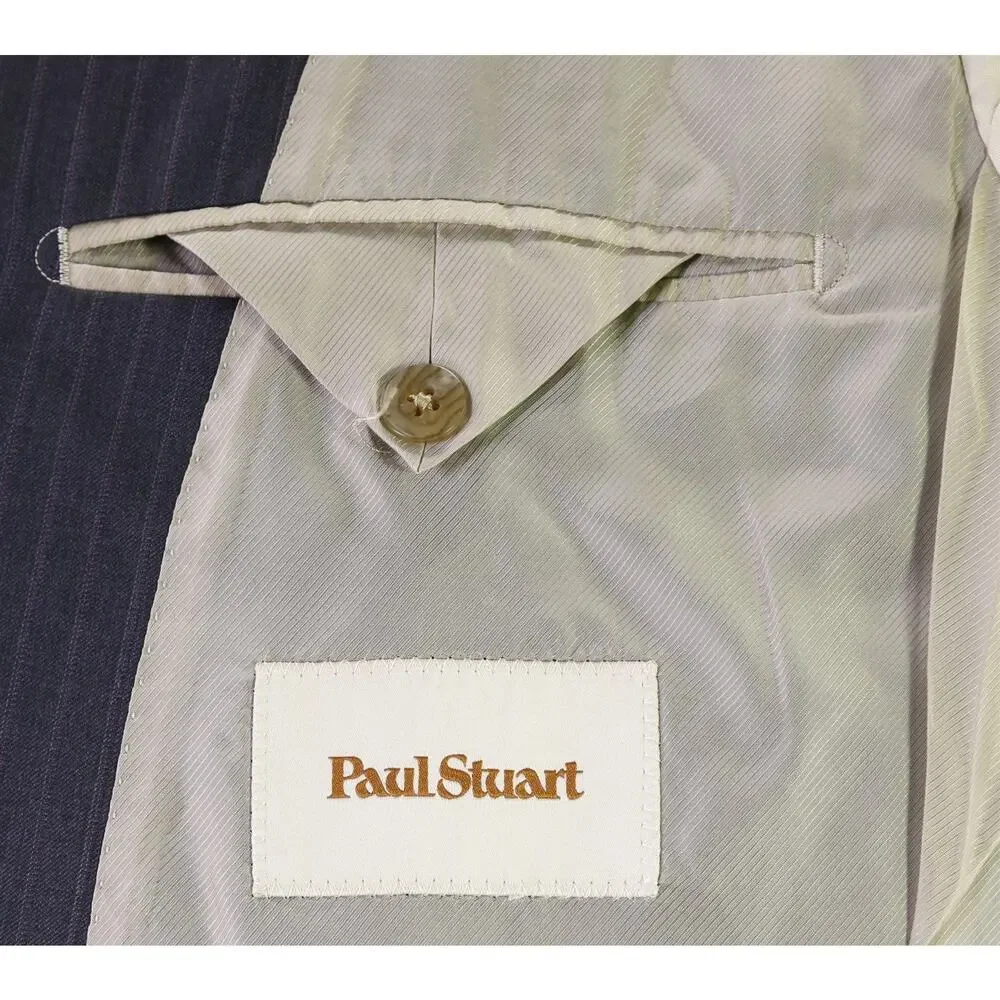 Paul Stuart Gray w/ Pink Pinstripe 2-Btn Wool Luxury Suit 38S